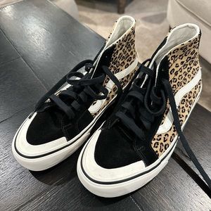 High Top Vans - Cheetah Print with black laces (Size 8)